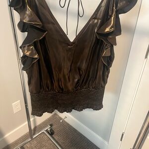 Elegant Brown Ruffled Women's Top